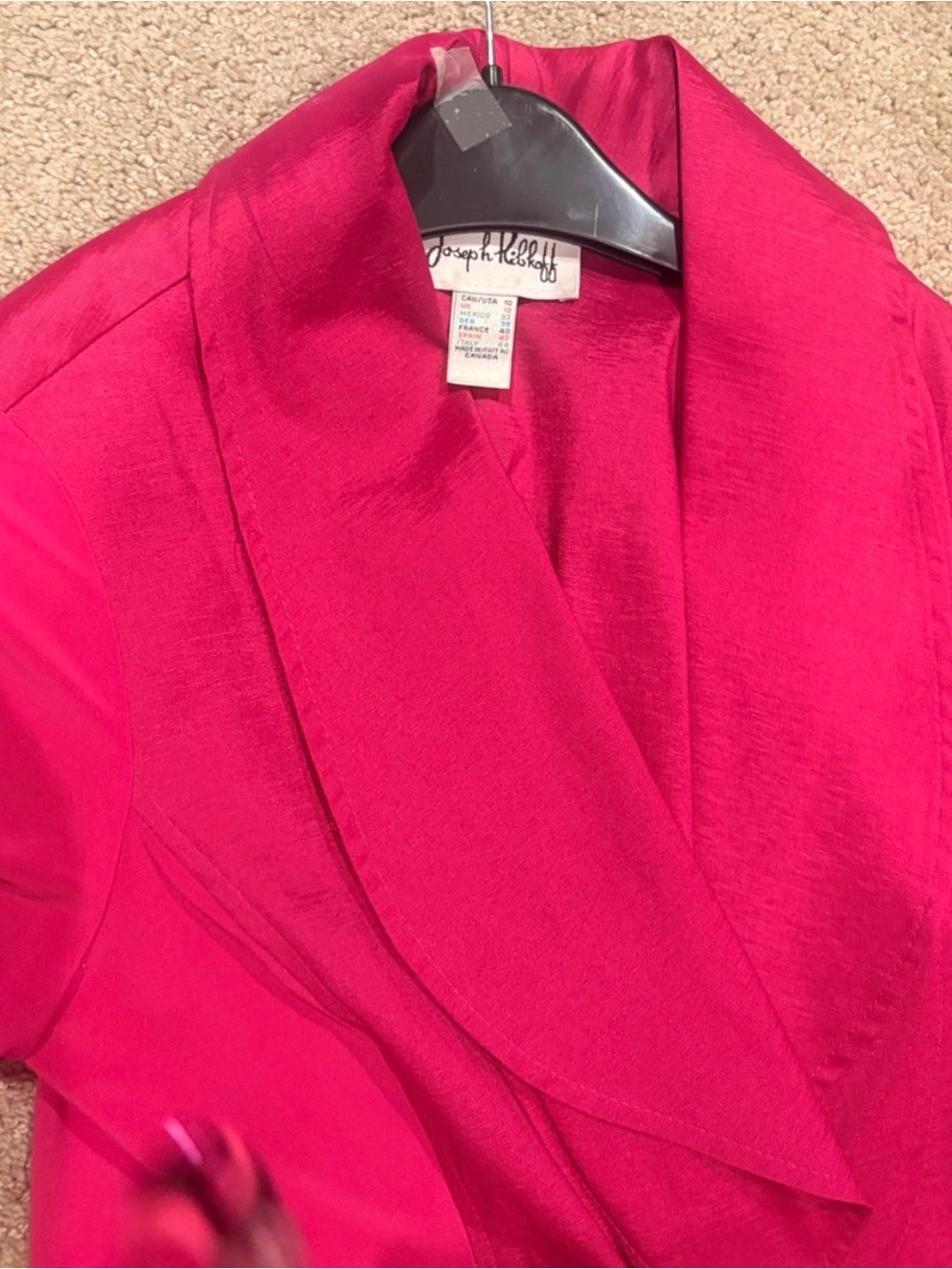Joseph Ribkoff Bold Fuchsia Draped Collar Button-Front Top